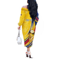 Colombia Football Personalized Off The Shoulder Long Sleeve Dress WC2026 Butterflies Inspired