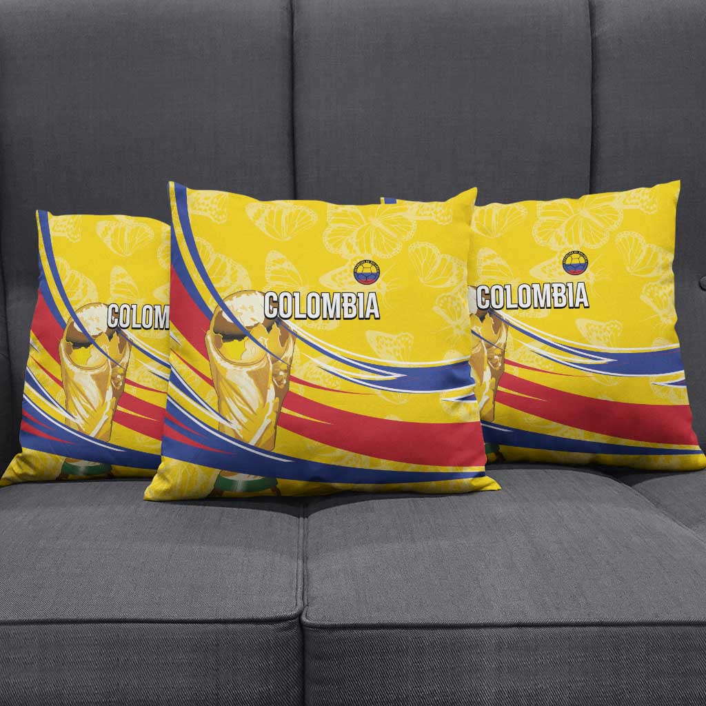 Colombia Football Pillow Cover WC2026 Butterflies Inspired