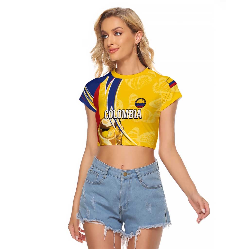 Colombia Football Personalized Raglan Cropped T Shirt WC2026 Butterflies Inspired
