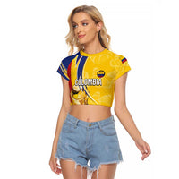 Colombia Football Personalized Raglan Cropped T Shirt WC2026 Butterflies Inspired