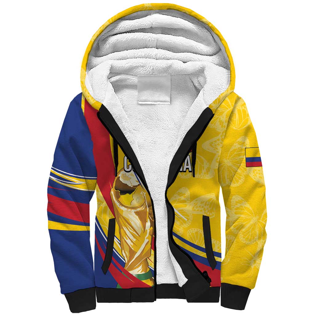 Colombia Football Personalized Sherpa Hoodie WC2026 Butterflies Inspired