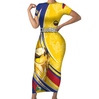 Colombia Football Personalized Short Sleeve Bodycon Dress WC2026 Butterflies Inspired