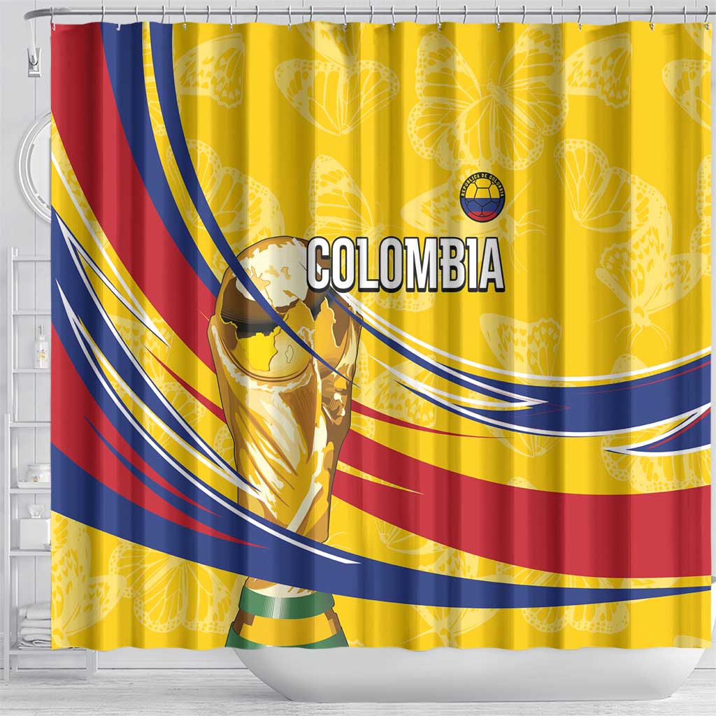 Colombia Football Shower Curtain WC2026 Butterflies Inspired