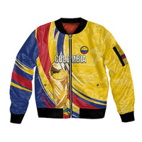 Colombia Football Personalized Sleeve Zip Bomber Jacket WC2026 Butterflies Inspired