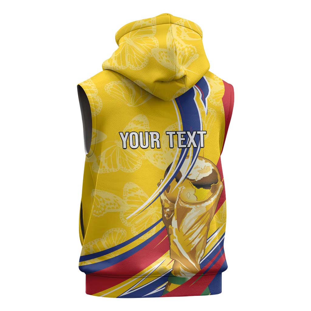 Colombia Football Personalized Sleeveless Zip Hoodie WC2026 Butterflies Inspired