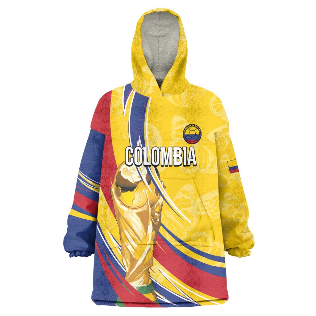 Colombia Football Personalized Wearable Blanket Hoodie WC2026 Butterflies Inspired