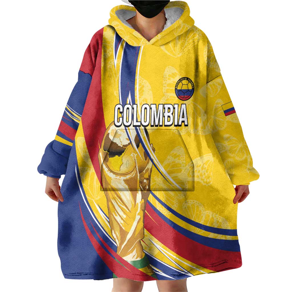 Colombia Football Personalized Wearable Blanket Hoodie WC2026 Butterflies Inspired