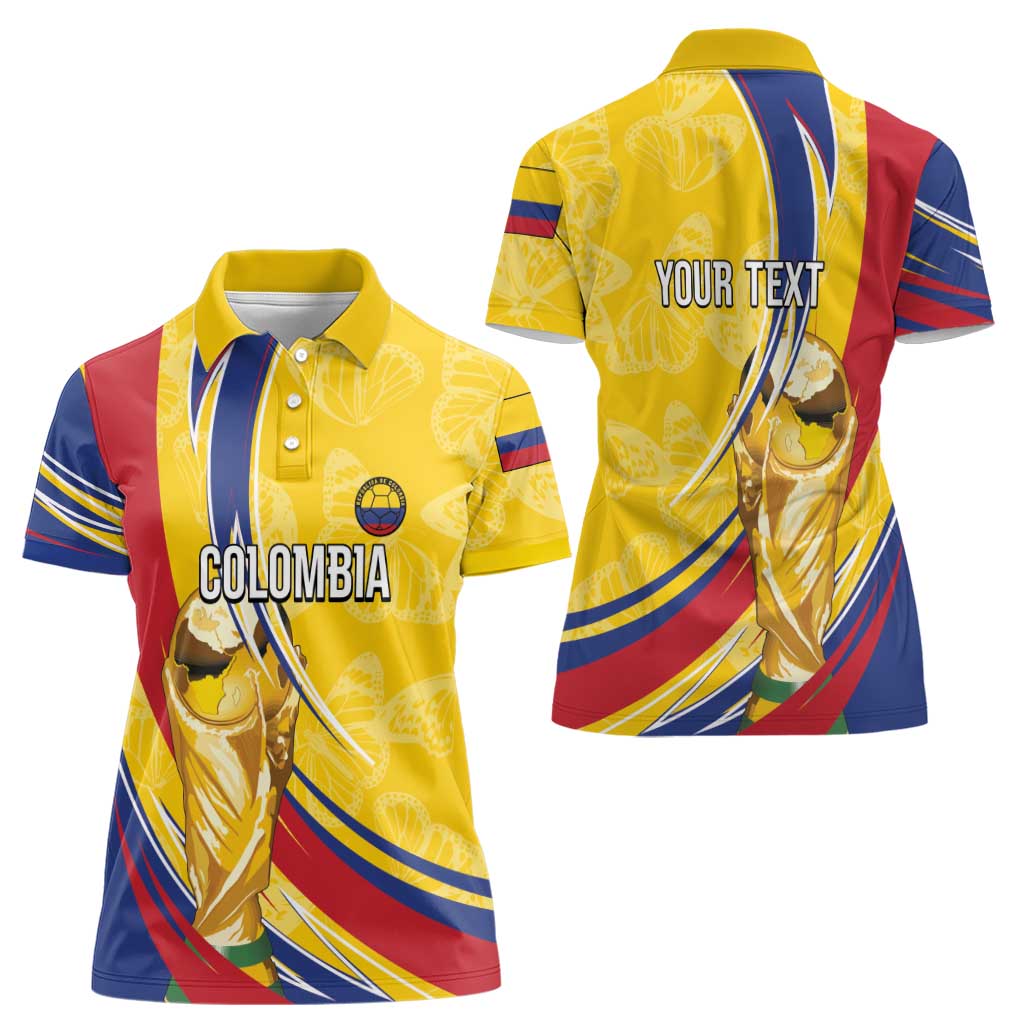 Colombia Football Personalized Women Polo Shirt WC2026 Butterflies Inspired
