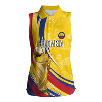 Colombia Football Personalized Women Sleeveless Polo Shirt WC2026 Butterflies Inspired