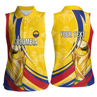 Colombia Football Personalized Women Sleeveless Polo Shirt WC2026 Butterflies Inspired