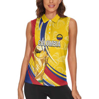 Colombia Football Personalized Women Sleeveless Polo Shirt WC2026 Butterflies Inspired