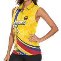 Colombia Football Personalized Women Sleeveless Polo Shirt WC2026 Butterflies Inspired