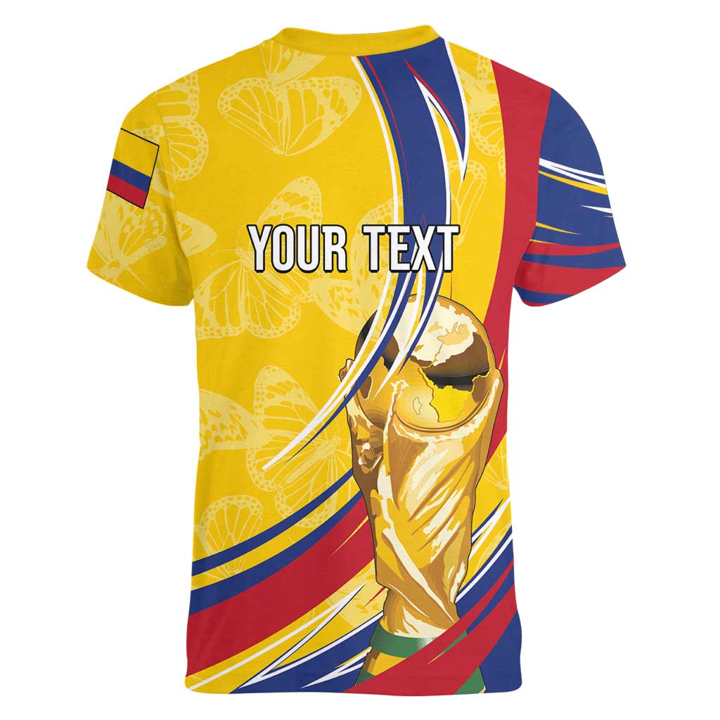 Colombia Football Personalized Women V-Neck T-Shirt WC2026 Butterflies Inspired