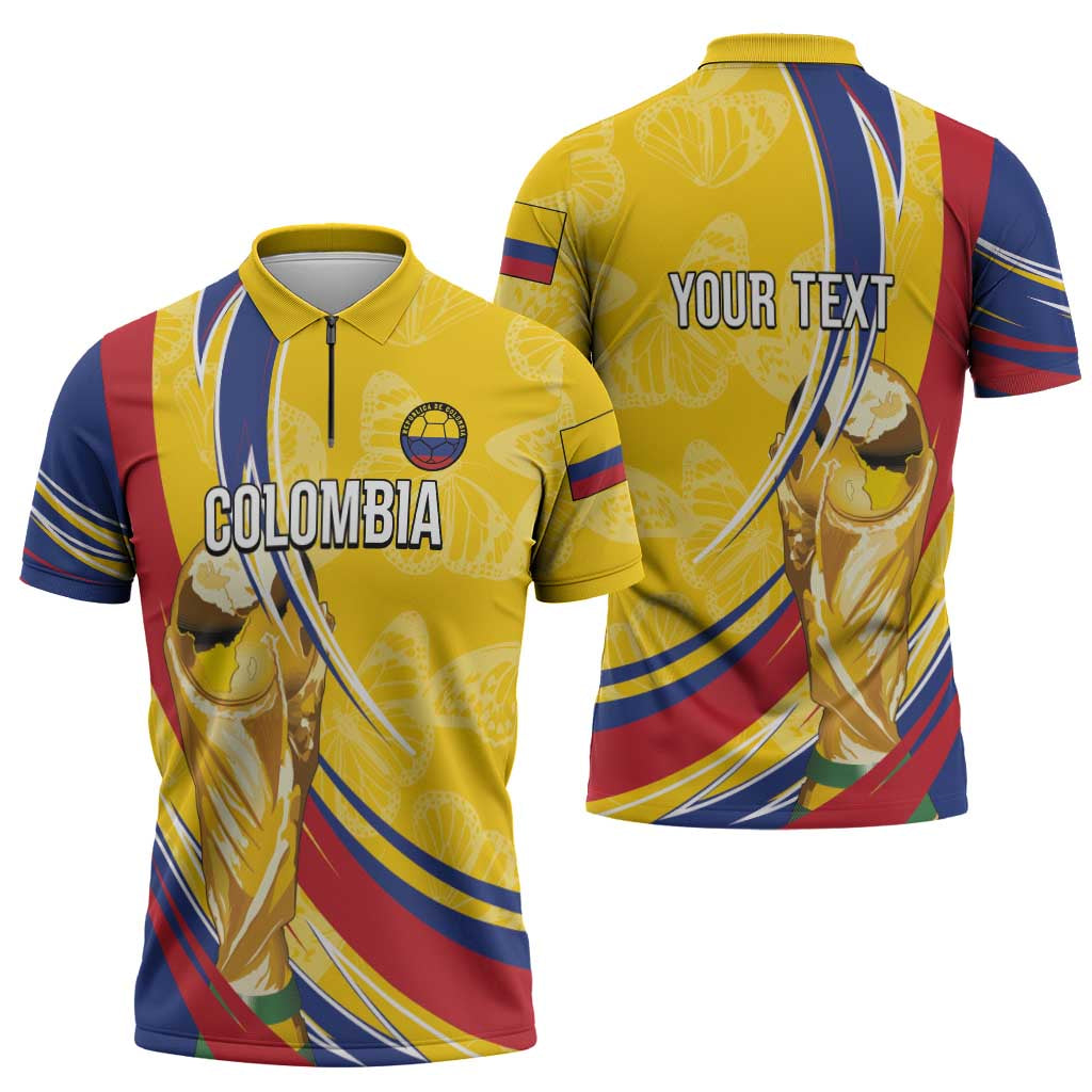 Colombia Football Personalized Zipper Polo Shirt WC2026 Butterflies Inspired