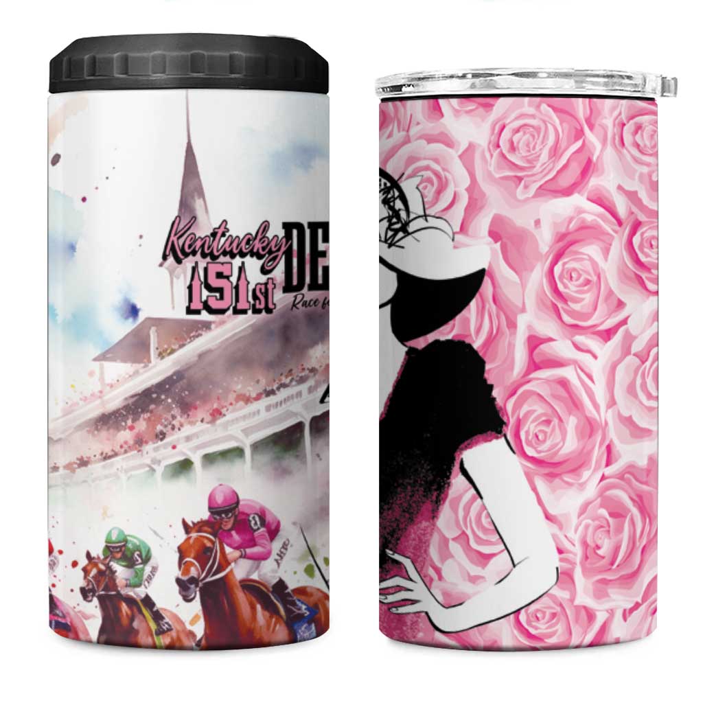 Kentucky Horse Racing 4 in 1 Can Cooler Tumbler Derby Day - Pink Out Party