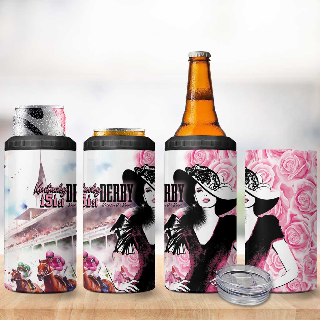 Kentucky Horse Racing 4 in 1 Can Cooler Tumbler Derby Day - Pink Out Party