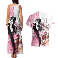 Kentucky Horse Racing Couples Matching Tank Maxi Dress and Hawaiian Shirt Derby Day - Pink Out Party