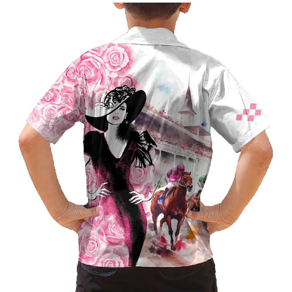 Kentucky Horse Racing Family Matching Mermaid Dress and Hawaiian Shirt Derby Day - Pink Out Party