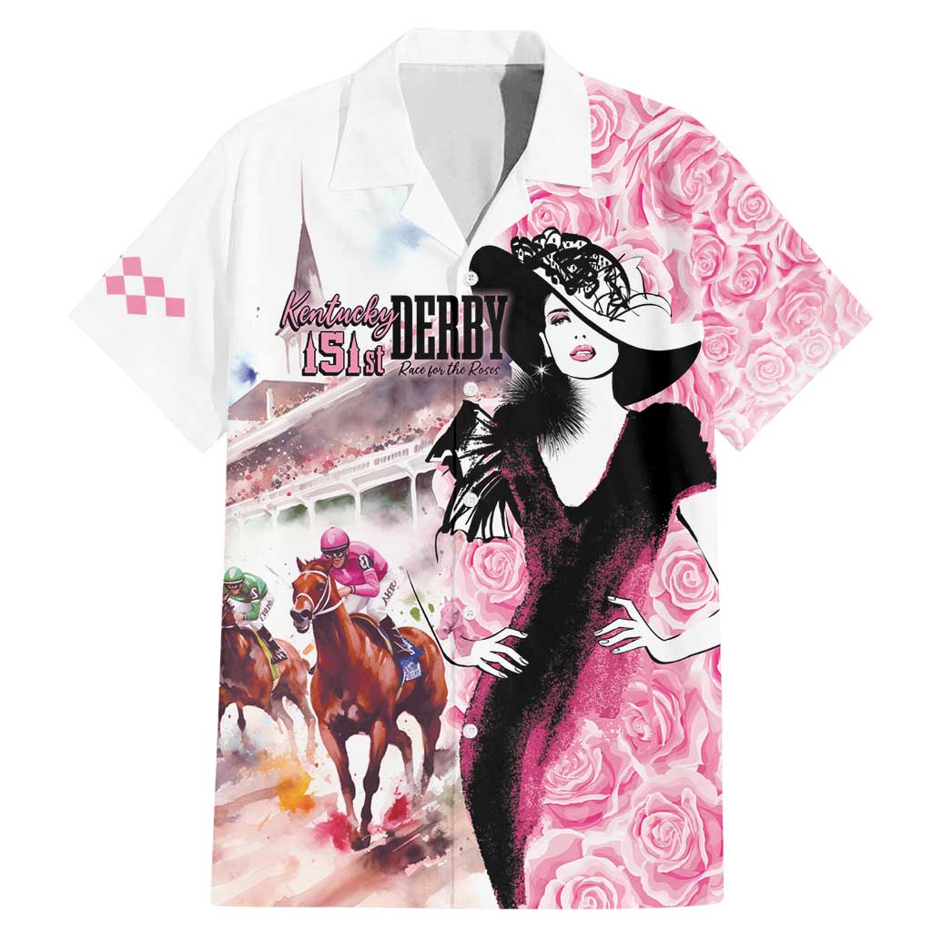 Kentucky Horse Racing Family Matching Mermaid Dress and Hawaiian Shirt Derby Day - Pink Out Party