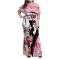Kentucky Horse Racing Family Matching Off Shoulder Maxi Dress and Hawaiian Shirt Derby Day - Pink Out Party