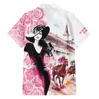 Kentucky Horse Racing Family Matching Off Shoulder Short Dress and Hawaiian Shirt Derby Day - Pink Out Party