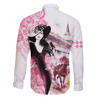 Kentucky Horse Racing Family Matching Off Shoulder Short Dress and Hawaiian Shirt Derby Day - Pink Out Party