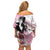 Kentucky Horse Racing Family Matching Off Shoulder Short Dress and Hawaiian Shirt Derby Day - Pink Out Party
