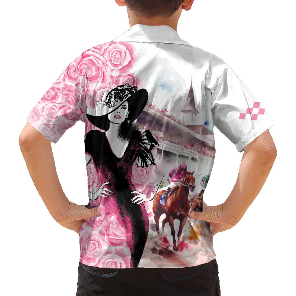 Kentucky Horse Racing Family Matching Puletasi and Hawaiian Shirt Derby Day - Pink Out Party