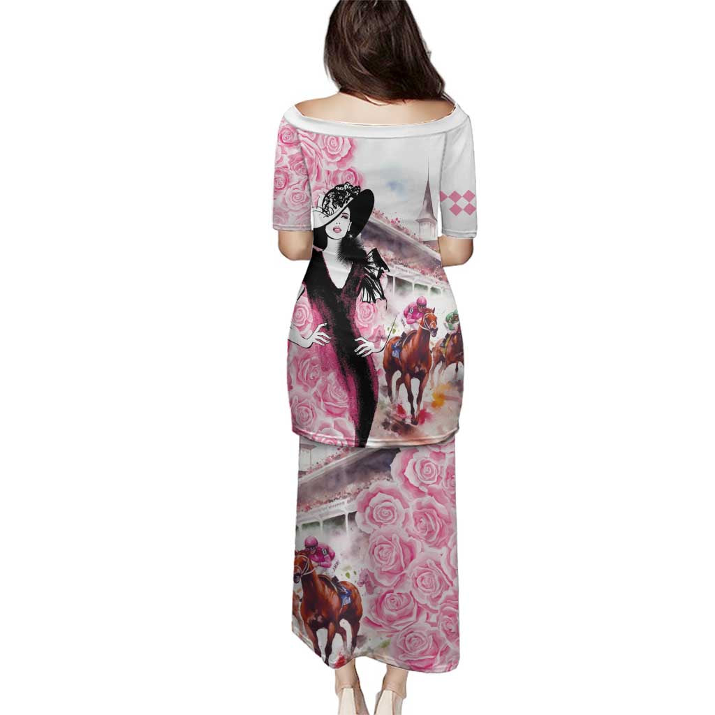 Kentucky Horse Racing Family Matching Puletasi and Hawaiian Shirt Derby Day - Pink Out Party