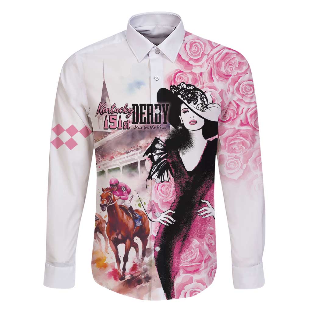 Kentucky Horse Racing Family Matching Short Sleeve Bodycon Dress and Hawaiian Shirt Derby Day - Pink Out Party