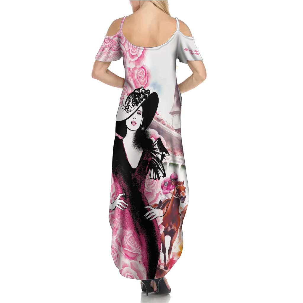 Kentucky Horse Racing Family Matching Summer Maxi Dress and Hawaiian Shirt Derby Day - Pink Out Party