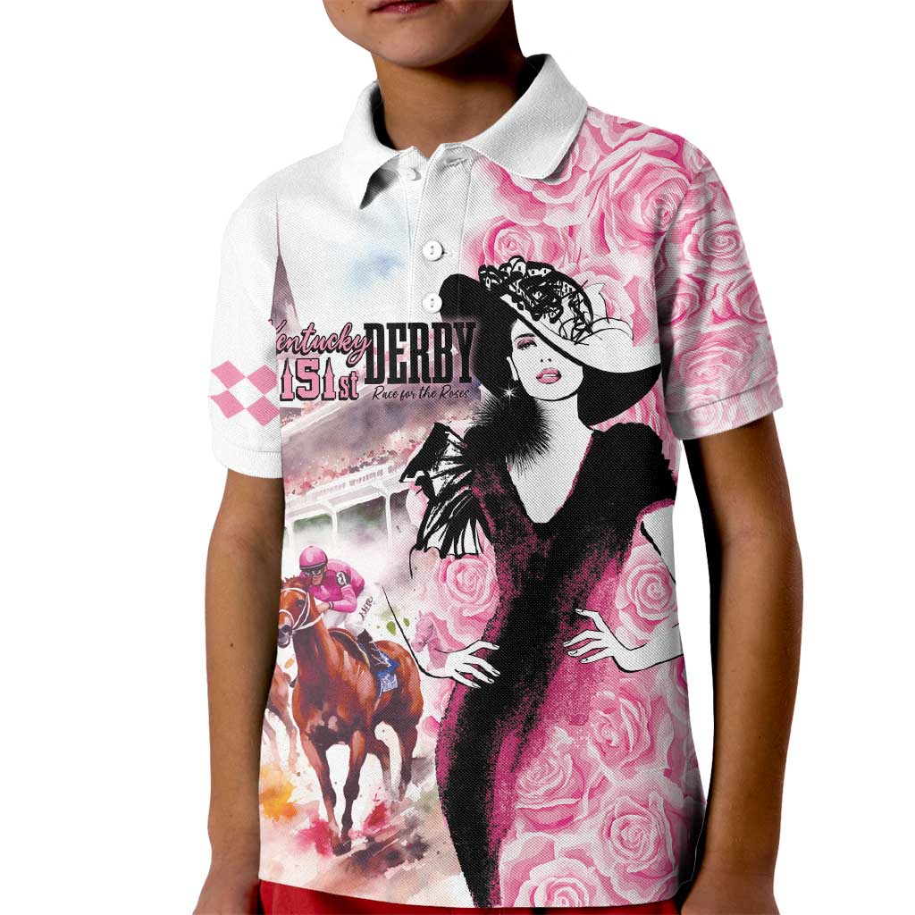 Kentucky Horse Racing Kid Polo Shirt Derby Day - Pink Out Party