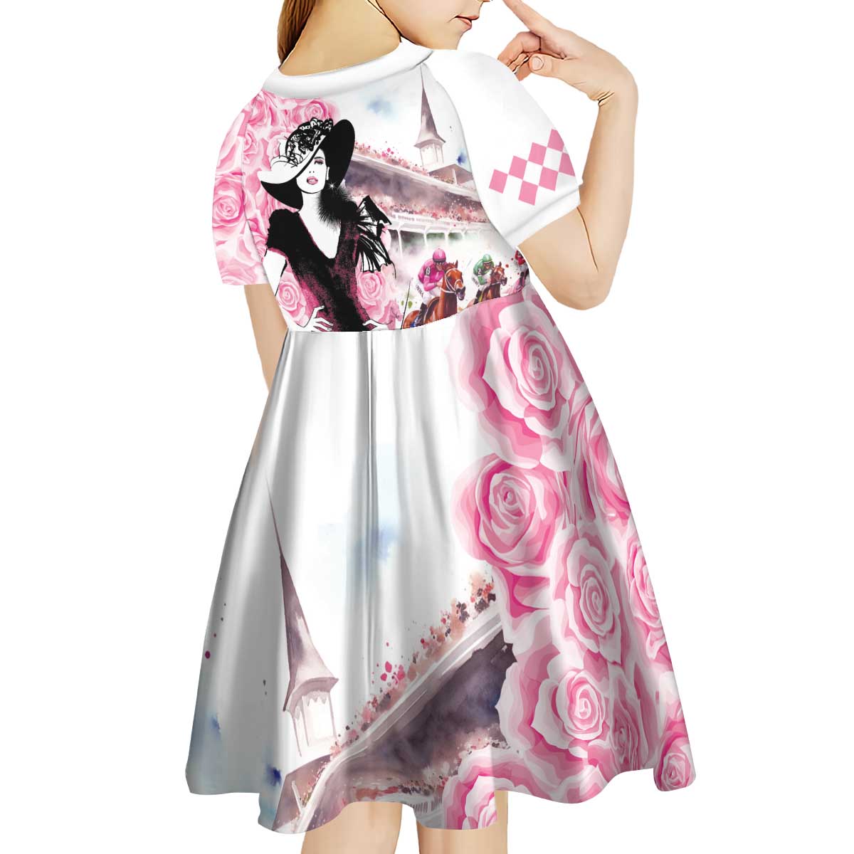 Kentucky Horse Racing Kid Short Sleeve Dress Derby Day - Pink Out Party