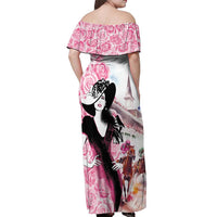 Kentucky Horse Racing Off Shoulder Maxi Dress Derby Day - Pink Out Party
