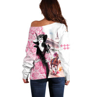 Kentucky Horse Racing Off Shoulder Sweater Derby Day - Pink Out Party