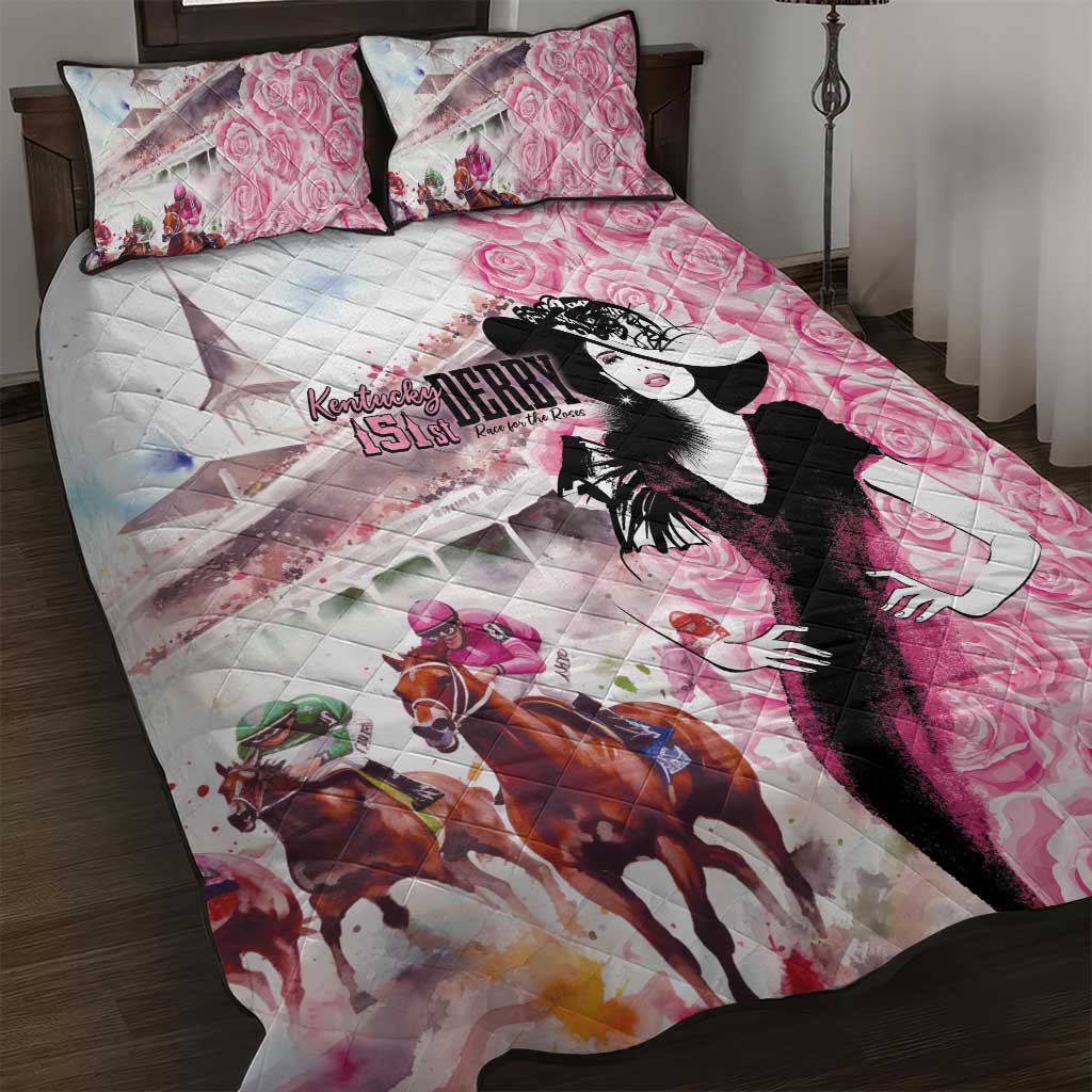 Kentucky Horse Racing Quilt Bed Set Derby Day - Pink Out Party