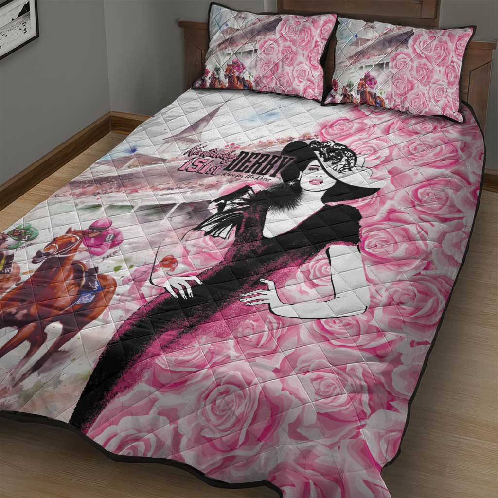 Kentucky Horse Racing Quilt Bed Set Derby Day - Pink Out Party