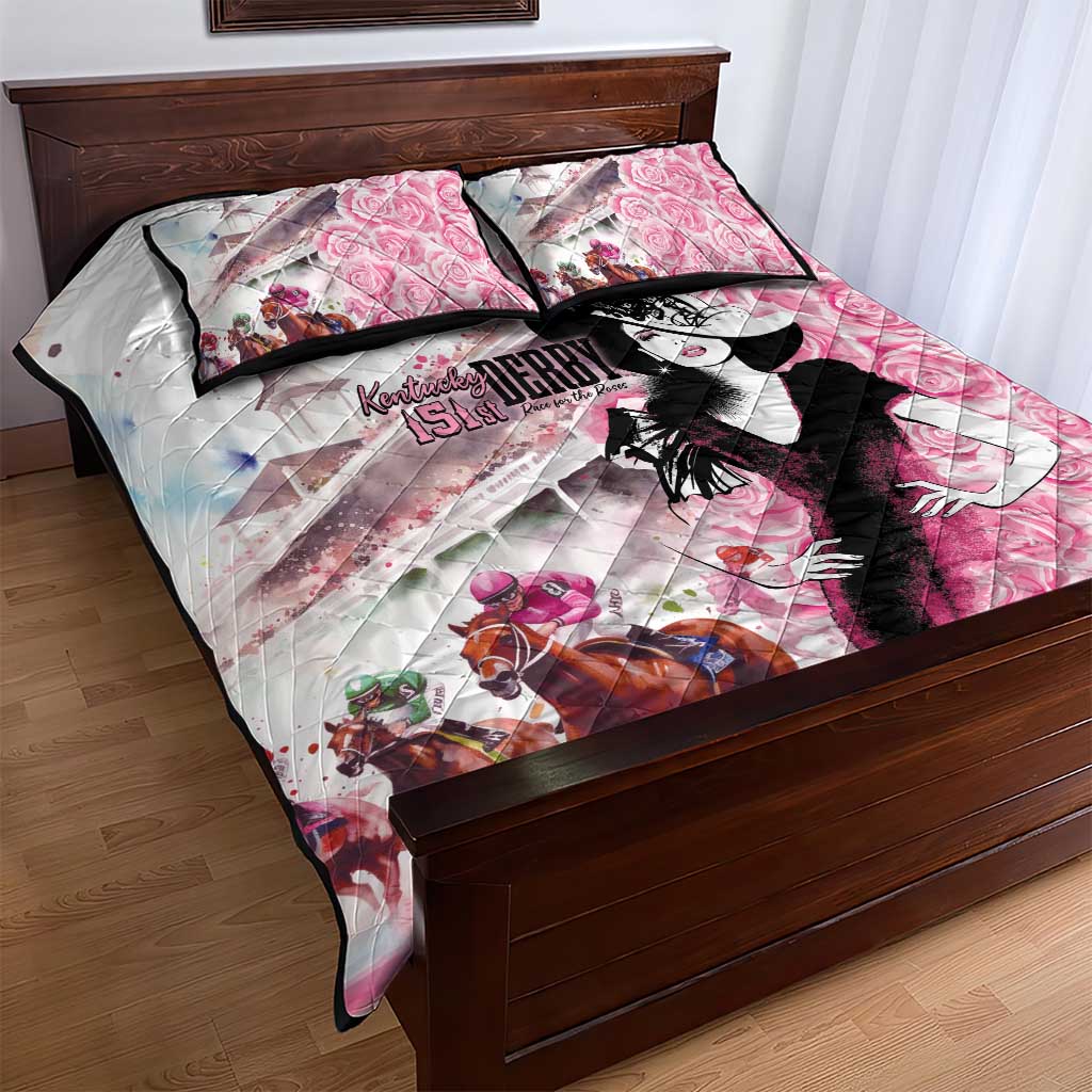 Kentucky Horse Racing Quilt Bed Set Derby Day - Pink Out Party
