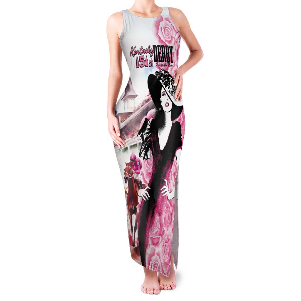 Kentucky Horse Racing Tank Maxi Dress Derby Day - Pink Out Party