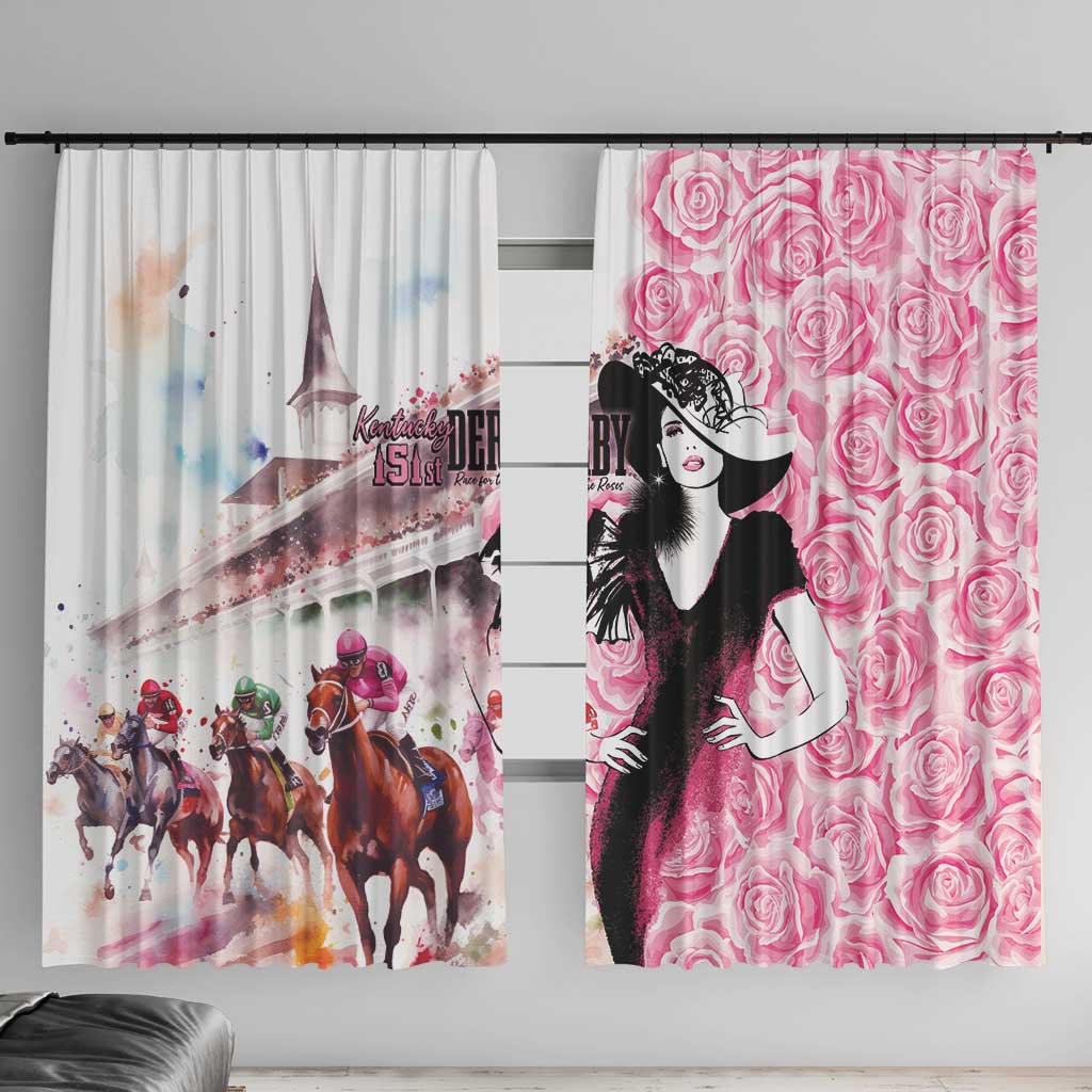 Kentucky Horse Racing Window Curtain Derby Day - Pink Out Party