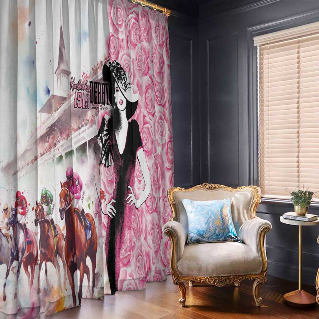 Kentucky Horse Racing Window Curtain Derby Day - Pink Out Party