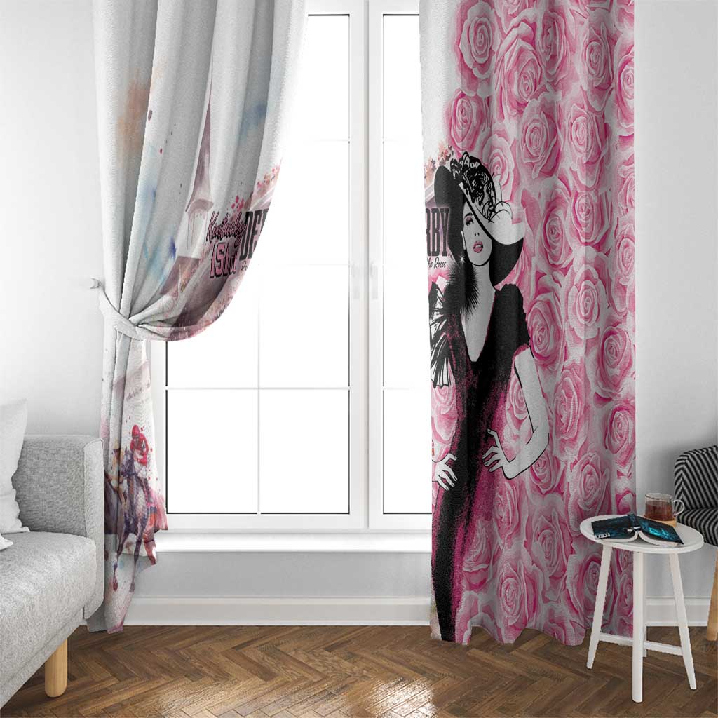 Kentucky Horse Racing Window Curtain Derby Day - Pink Out Party