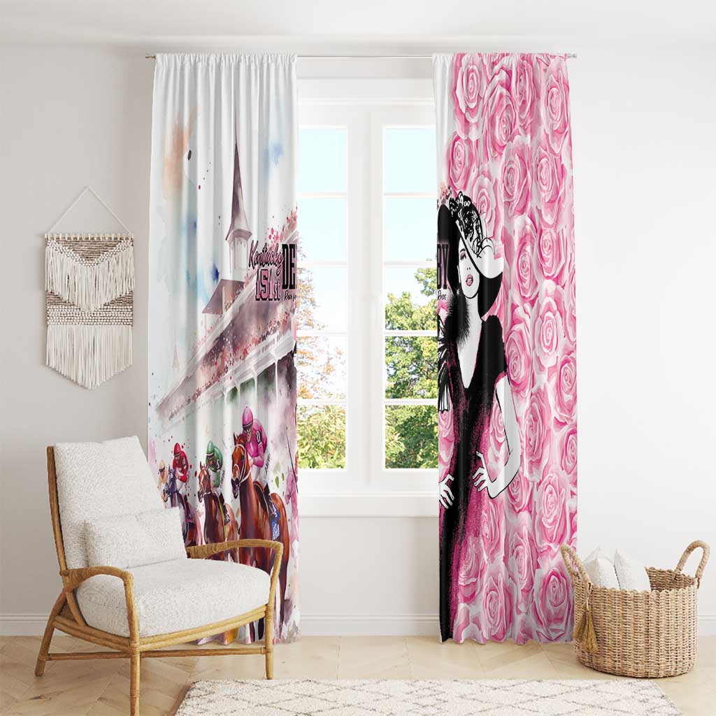 Kentucky Horse Racing Window Curtain Derby Day - Pink Out Party