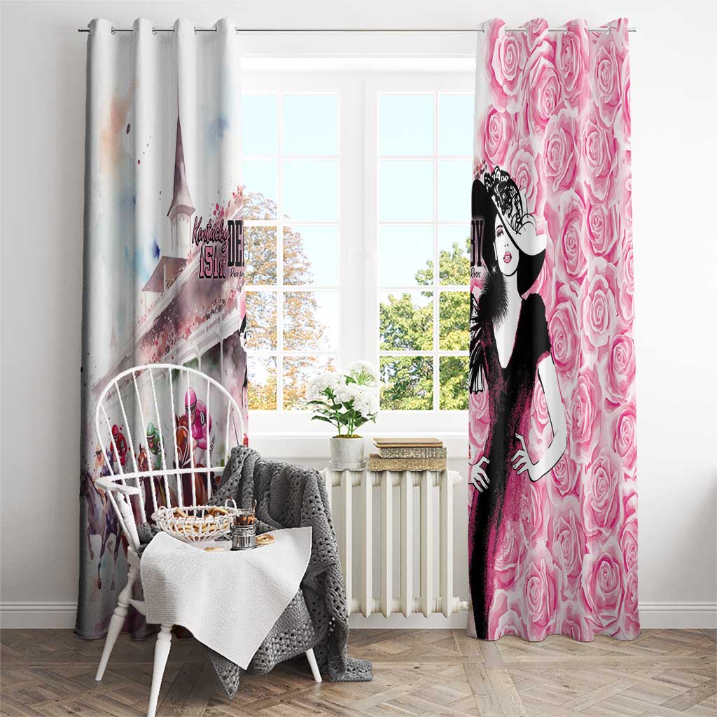 Kentucky Horse Racing Window Curtain Derby Day - Pink Out Party