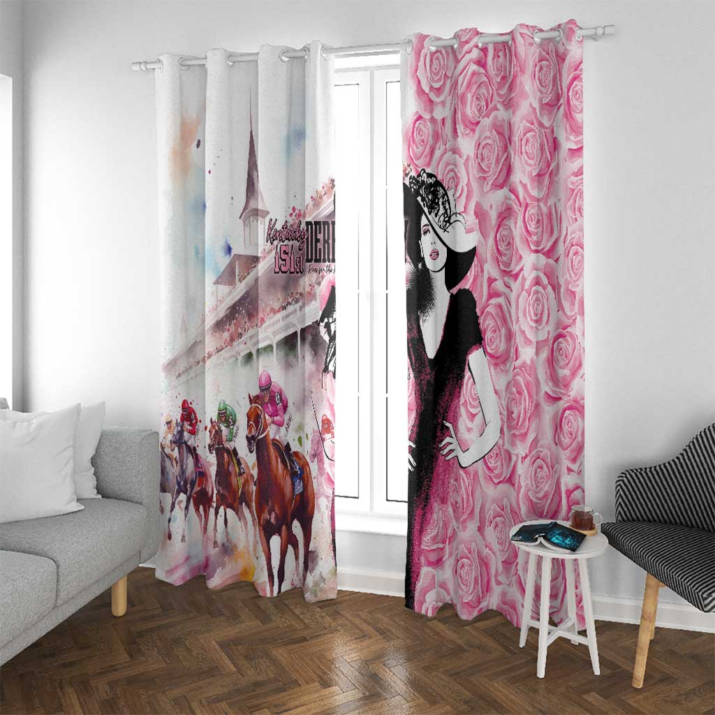 Kentucky Horse Racing Window Curtain Derby Day - Pink Out Party