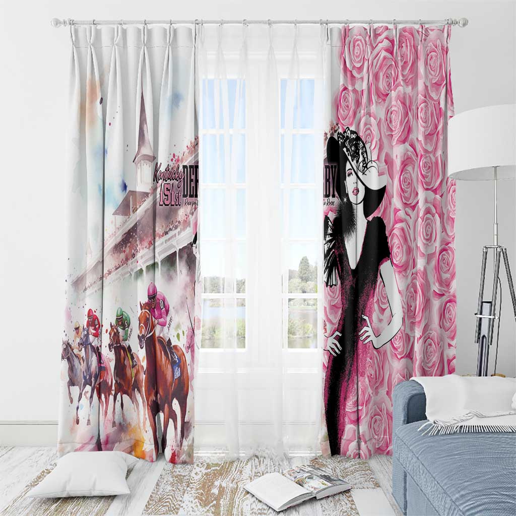 Kentucky Horse Racing Window Curtain Derby Day - Pink Out Party