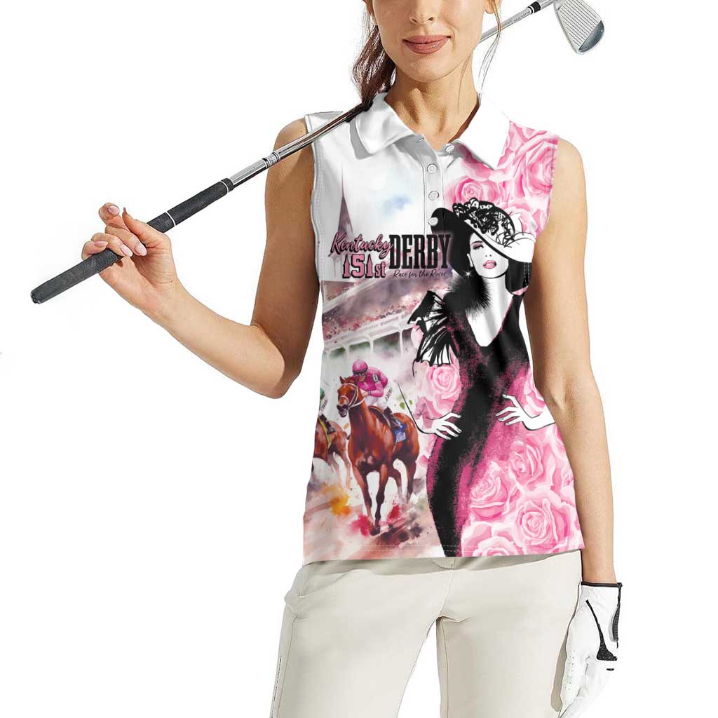 Kentucky Horse Racing Women Sleeveless Polo Shirt Derby Day - Pink Out Party