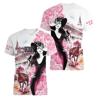 Kentucky Horse Racing Women V-Neck T-Shirt Derby Day - Pink Out Party