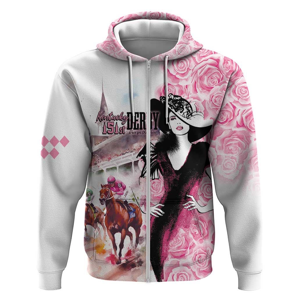 Kentucky Horse Racing Zip Hoodie Derby Day - Pink Out Party