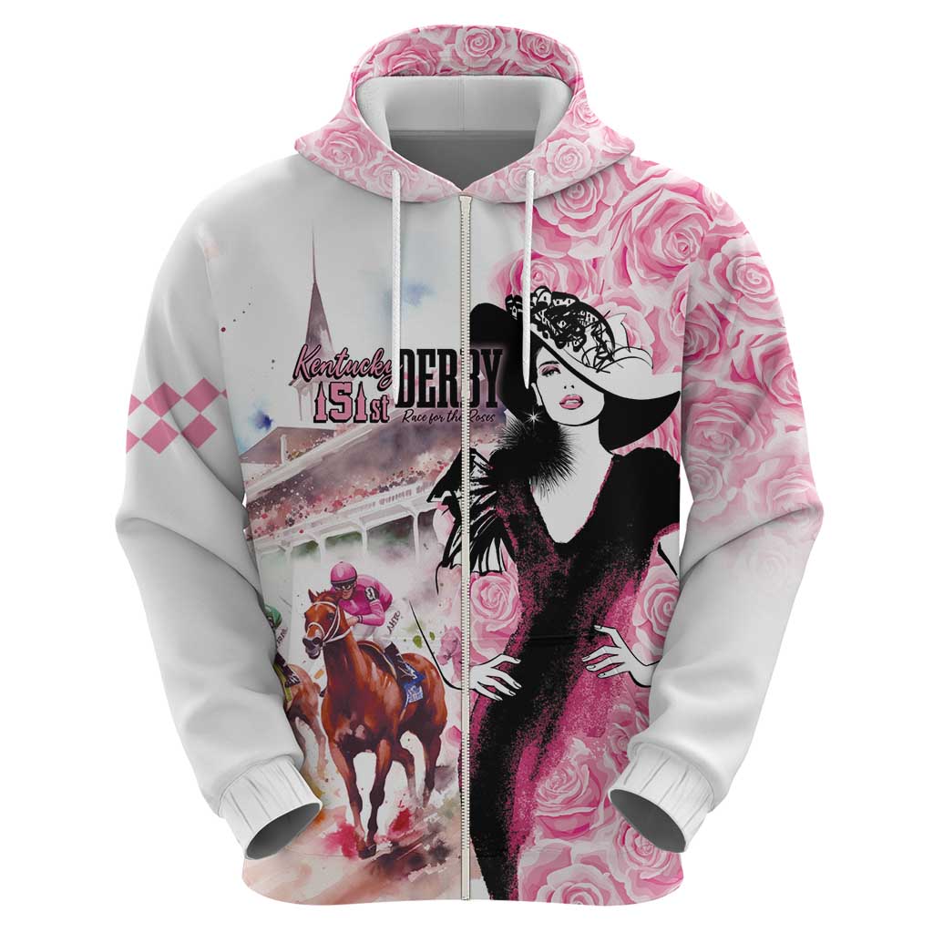 Kentucky Horse Racing Zip Hoodie Derby Day - Pink Out Party